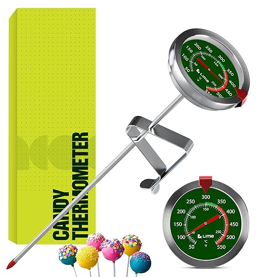 CRAFT911 Candy Thermometer with Pot Clip - Deep Fry Oil Thermometer for Frying and Candle Making (Green) by Craft911byLIME