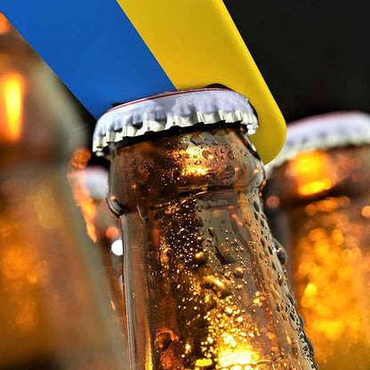 Ukraine Flag Stainless Steel Bottle Opener Yellow Blue Ukrainian Symbol Emblem Flat Beer Bottle Opener Keychain for Home Kitchen Bar Restaurant Party Birthday Gift
