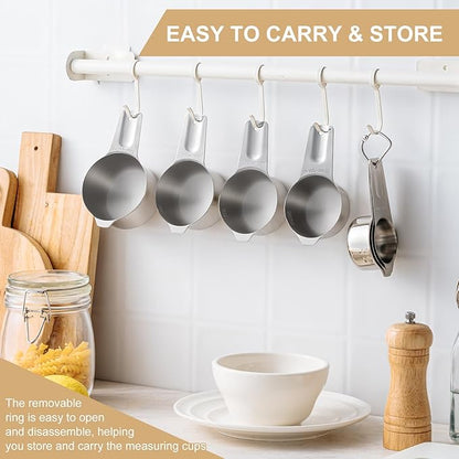 Stainless Steel Measuring Cups & Spoons Set, EWFEN Kitchen Tools Nesting Measuring Cups and Spoons, Fits in Spice Jars for Baking & Cooking, BPA Free, Set of 15 with Leveler, Multicolor - Image 8