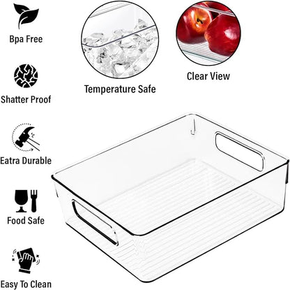 Clear Plastic Storage Bins, Home Bathroom Laundry Room Freezer Refrigerator Pantry Organizers and Storage Containers Fridge Organizer Bins Kitchen Organization Cabinet Medicine Bin for organizing - Image 2