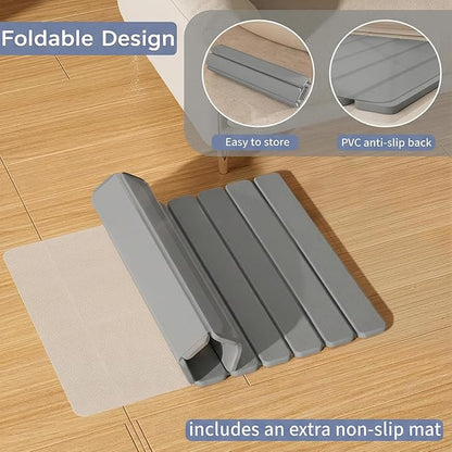 Foldable Stone Bath Mat, Quick Dry Stone Drying Mats for Bathroom, Super Absorbent Bath Mat, Non Slip, Large Diatomaceous Earth Dish Drying Mats for Kitchen Counter 23.5 x 15.4in, Dark Gray - Image 5
