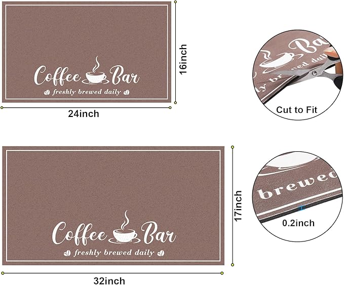 CooRug Absorbent Coffee Mat, Fashion Dish Drying Mat for Kitchen Counter Coffee Bar Accessories Espresso Machine Dish Rack 17" x 32" Brown - Image 2