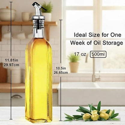 WERTIOO Olive Oil Dispenser Bottle, 2 Pack 17oz Oil and Vinegar Dispenser Set Clear Oil Bottles Container for Kitchen with 4 Spout, Funnel & Pen and Labels - Image 2