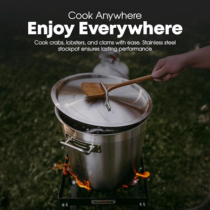 GasOne Stainless Steel Stockpot – 20qt Stock Pot with Lid and Capsule Tri-Ply Bottom – Heavy-Duty Cooking Pot for Beer Brewing, Soup, Seafood Boil – Reinforced Rim Stainless Steel Soup Pot