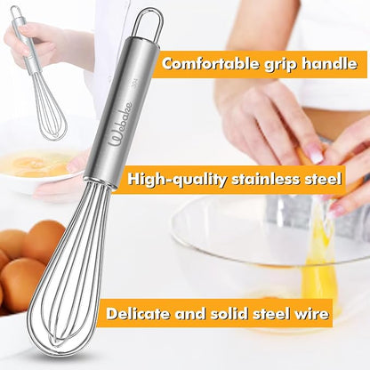 Webake 7.5" Stainless Steel Mini Whisks, 304 Small Metal Whisk for Professional or Home Set of 2 - Image 5
