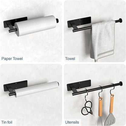 CUXIXA Paper Towel Holder Under Cabinet 2 Pack, Upgraded Self Adhesive Paper Towel Holder Wall Mount for Kitchen, Bathroom, RV, Bend-Resistant, Self-Adhesive or Drill mounting - Image 3