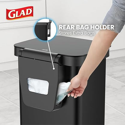 Glad Stainless Steel Step Trash Can, Series 2 with Clorox Protection - Large Black Kitchen Garbage Bin with Soft Close Lid, Foot Pedal and Waste Bag Roll Holder, 20 Gallon - Image 5