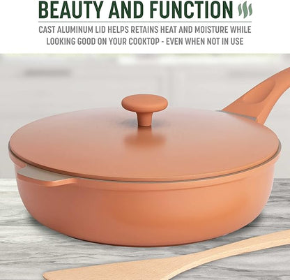 Goodful All-in-One Pan, Multilayer Nonstick, High-Performance Cast Construction, Multipurpose Design Replaces Multiple Pots and Pans, Dishwasher Safe Cookware, 11-Inch, 4.4-Quart Capacity, Terracotta