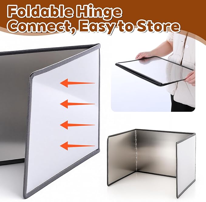 SHENLIU 3 Sided Splatter Guard, Anti Splatter Shield Stainless Steel Oil Splatters Guard for Stove Top, Foldable Grease Splatters Screen, Nonstick Oil Stove Heat Insulation Board for Cooking - Image 6