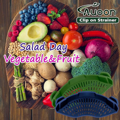 AUOON Clip On Strainer Silicone for All Pots and Pans, Pasta Strainer Clip on Food Strainer for Meat Vegetables Fruit Silicone Kitchen Colander (Navy) - Image 5