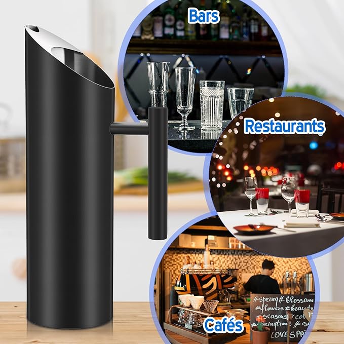 Funnymoom 3 Pack 53oz/1.5l Stainless Steel Water Pitcher Modern Metal Pitcher with Ice Guard Black Carafe Drink with Handle or Iced Hot Drink Tea Juice Coffee Beer - Image 5