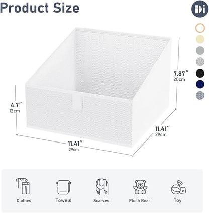 DIMJ Closet Storage Bins 10 Pack - Fabric Storage Baskets for Shelves, Collapsible Clothes Organizer, Trapezoid Shelf Organization Storage Cubes for Purse, Toys, Books, Towel, Clothes, White - Image 2