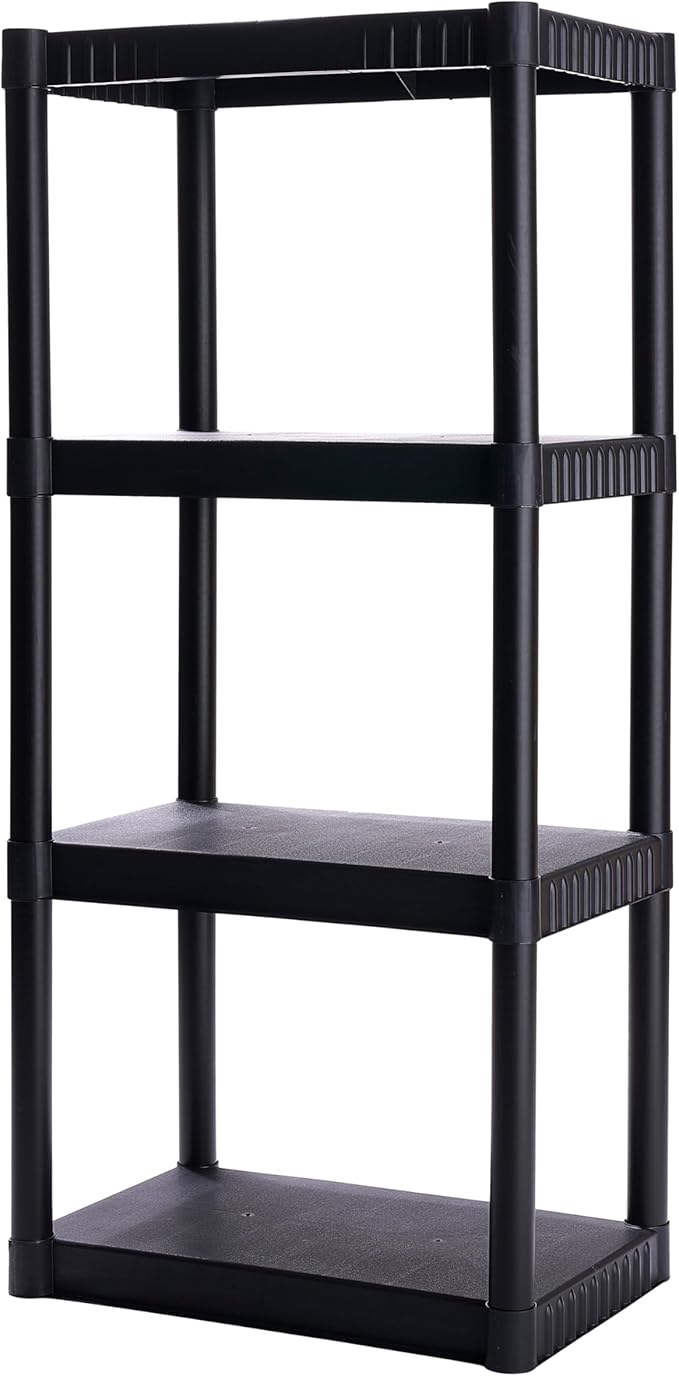 Plano 4-Shelf Plastic Storage Shelves, 48” x 23” x 14”, 200lb Capacity, Pantry, Office, Closet and Garage Shelves, Easy to Assemble, Durable Plastic Shelving Unit by PLANO%C2%AEOutdoors