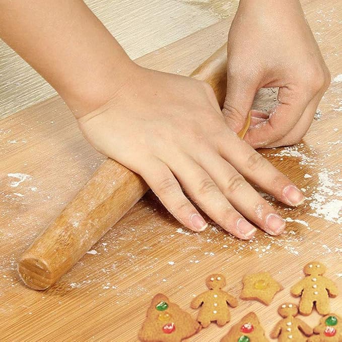 Classic French Rolling Pins Bamboo Wooden Rolling Pin for Baking Pizza Dough Pie Cookie, 13-Inch - Image 4