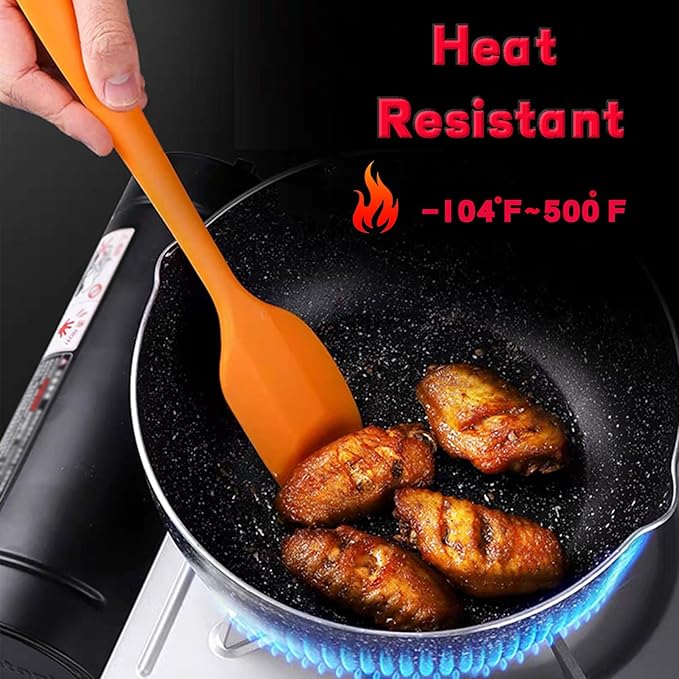 8 Pieces Silicone Spatulas, 11 inch Heat-Resistant Non-stick Spatulas with Stainless Steel Core for Cake Cream Cooking Gadget by COLOGO (11 inch) - Image 6