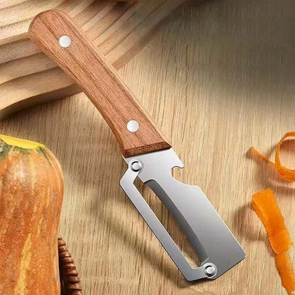 2PCS Vegetable Peeler, Multifunctional Vegetable Peeler, with Wooden Handle and Bottle Opener, Stainless Steel Blade Kitchen Tool for Fruit Vegetable, Pumpkin, Radish, Apple - Image 4