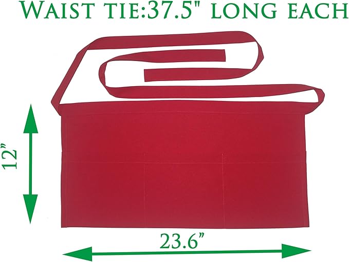 Resist water 3 big Pockets Waist Server Apron Kitchen Restaurant Unisex Half Aprons - Image 6