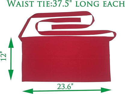 Resist water 3 big Pockets Waist Server Apron Kitchen Restaurant Unisex Half Aprons - Image 6