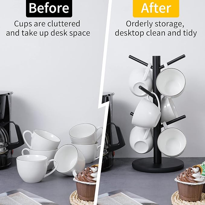 MyLifeUNIT Mug Holder Tree, Coffee Cup Holder with 6 Hooks (Black) | MyLifeUNIT, Mug Holder Tree, Coffee Cup Holder, 6 Hooks, Black - Image 5