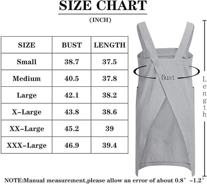 VLZUFE Cotton Linen Apron for womens Cross Back Apron Pinafore Dress for Baking Cooking Gardening Work