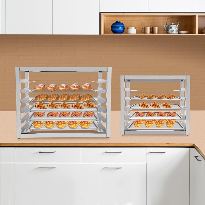 6 Tier Bun Pan Rack, Aluminum Bakery Rack for Half or Full Sheets, Commercial Dough Pizza Baking Tray Racks, Storage Cooling Rack, Bread Baking Equipment For Home Restaurant Kitchen (6 Tier)