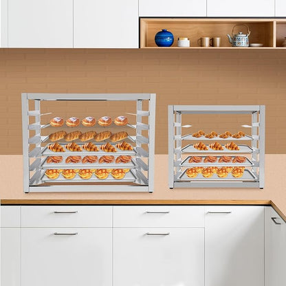 6 Tier Bun Pan Rack, Aluminum Bakery Rack for Half or Full Sheets, Commercial Dough Pizza Baking Tray Racks, Storage Cooling Rack, Bread Baking Equipment For Home Restaurant Kitchen (6 Tier)