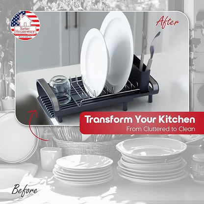 Better Houseware in Sink Dish Drying Rack, Dish Drying Rack in Sink with Non-Slip Handles, Stainless Steel Space-Saving Design, Dish Rack Holds 8 Plates, 12.25 x 18 x 10.75 Inch, Gray - Image 5