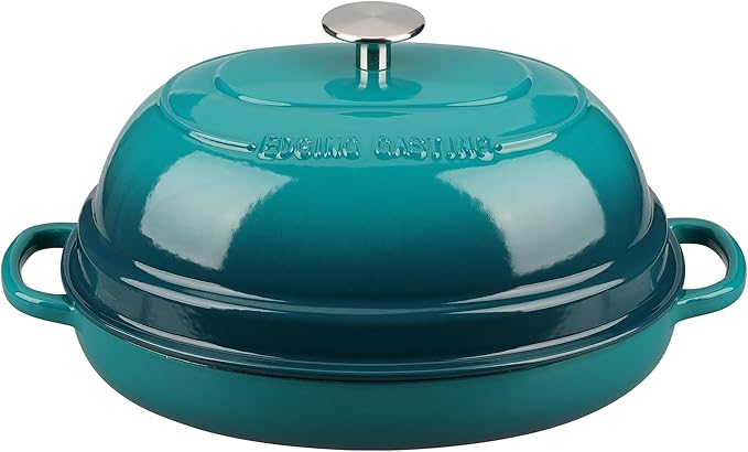 EDGING CASTING Enameled Oval Cast Iron Dutch Oven Pot with Lid, Bread Dutch Oven for Sourdough Bread Baking, Dutch Oven Bread, Bread Oven, 6QT, Darkcyan - Image 6