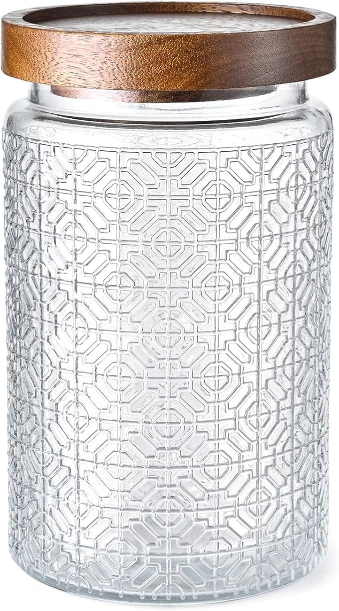 Adodeen 32oz Vintage Glass Jar With Lid, Glass Storage Containers, Airtight Kitchen Storage Containers For Sugar, Coffee, Tea, Spice, Flour, Candy Cookie, Pasta, Cereal, Cute Decorative Jars by Unknown