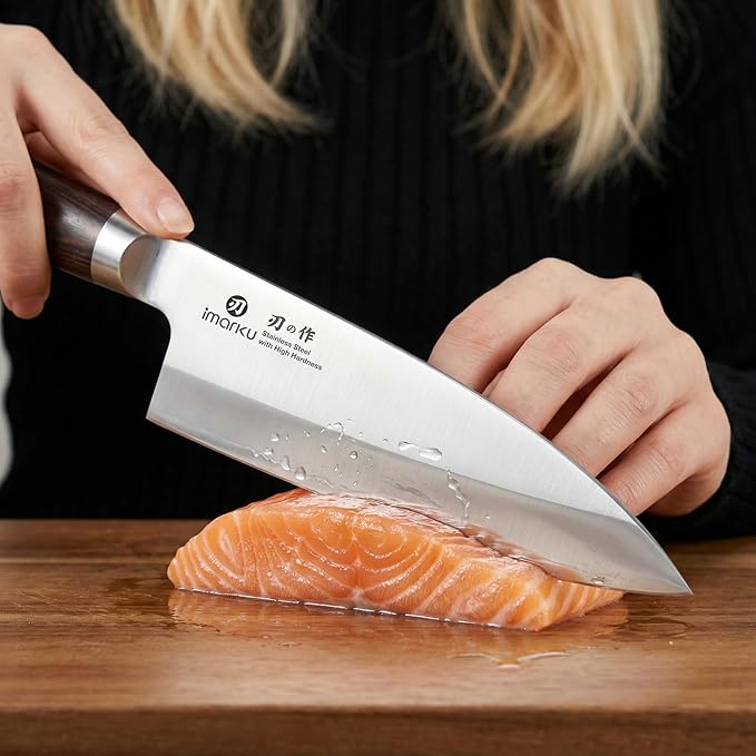 imarku 7 Inch Deba Knife,Ultra Sharp Sushi Knife,Ultimate Japanese Kitchen Knife with Stainless Steel Single Bevel,Fish Fillet Knifes for Fish Cutting with Ergonomic Wood Handle, Mothers Day Gifts - Image 7