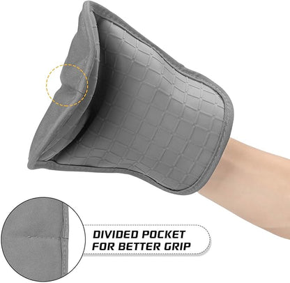 BPA-Free Soft Silicone 4 Piece Oven Mitts & Pot Holders Set - Ultra Heat Resistant Oven Mitts with Thick Cotton Liner - Long Slip Resistant Pot Holders, Flexible Oven Gloves - Gray - Image 2