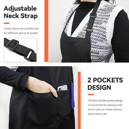 NLUS 2 Pack Kitchen Cooking Aprons, Adjustable Bib Soft Chef Apron with 2 Pockets for Men Women (Black,2) - Image 4