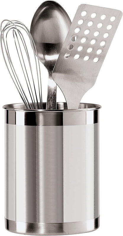 Oggi Stainless Steel Utensil Holder - 5" Diameter, Utensil Caddy, Weighted Base for Stability - Larger-Sized Utensil Crock and Countertop Utensil Organizer, Stainless Steel - Image 2