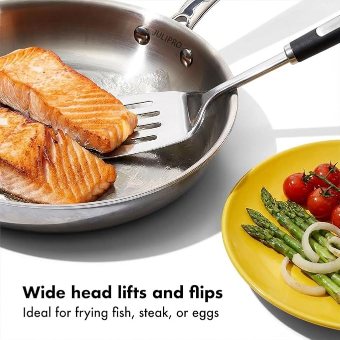 Cooking Utensils Set, Stainless Steel Kitchen Utensils with Serving Spoon and Cooking Spatula, Heat-Resistant, Dishwasher Safe, Ergonomic Handle