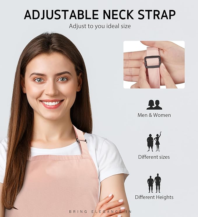 Syntus Apron for Men Women, Adjustable Cooking Kitchen Chef Aprons with 2 Pockets, Cotton/Polycotton/Polyester - Image 5