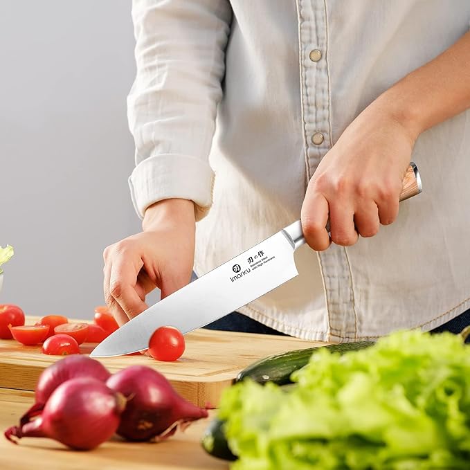 imarku Chef Knife - Pro Kitchen Knife 8 Inch Chef's Knives Japanese SUS440A Stainless Steel Sharp Paring Knife with Ergonomic Handle, Golden Handle, Birthday Gifts for Men and Women,Gyutou Knives - Image 8