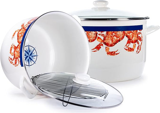 Golden Rabbit Enamelware Soup or Stock Pot, 18 quart, Crab House