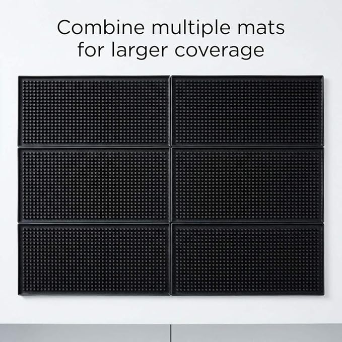 QWORK 12"x6" Black Rubber Bar Mat – 6 Pack Non-Slip Drainage Pad for Coffee Stations, Home Bars & Kitchens - Image 4