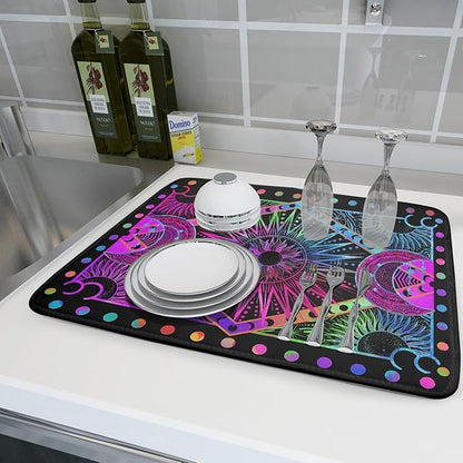 Colorful Microfiber Dish Drying Mat for Kitchen Counter 18 X 24 in Moon Decoration Dishes Pad Coffee Mats - Image 6