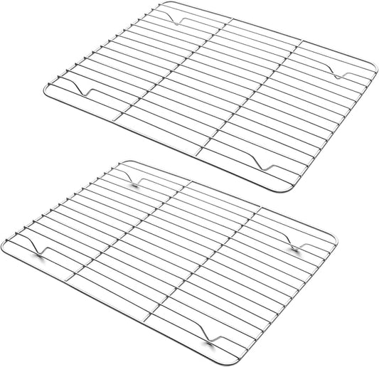 TeamFar Cooling Rack, 11.7” x 9” Stainless Steel Wire Baking Rack for Cooking Roasting Grilling, Fit for Oven Pan, Oven & Dishwasher Safe, Non-toxic & Heavy-Duty, 2PCS by TeamFar