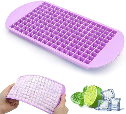 Silicone Ice Cube Tray,160 Mini Crushed Ice Cube Molds Easy Release Small Ice Cube for Chilling Whiskey Cocktail Kitchen Gadgets Stackable Ice Trays,Super mini ice Cubes 1cm³,Without lid,1 Pack