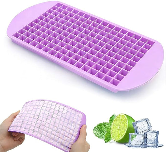 Silicone Ice Cube Tray,160 Mini Crushed Ice Cube Molds Easy Release Small Ice Cube for Chilling Whiskey Cocktail Kitchen Gadgets Stackable Ice Trays,Super mini ice Cubes 1cm³,Without lid,1 Pack