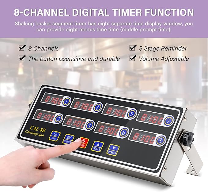 Commercial Kitchen Timers for Cooking Manual Big Large Timer Digital Timer 8-Channel Digital Commercial Fryer Reminder with Loud Alarm for Boiling Eggs - Image 3