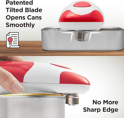 Kitchen Mama Auto Electric Can Opener: Open Your Cans with A Simple Press of Button - Automatic, Hands Free, Smooth Edge, Battery Operated, YES YOU CAN (Red) - Image 3