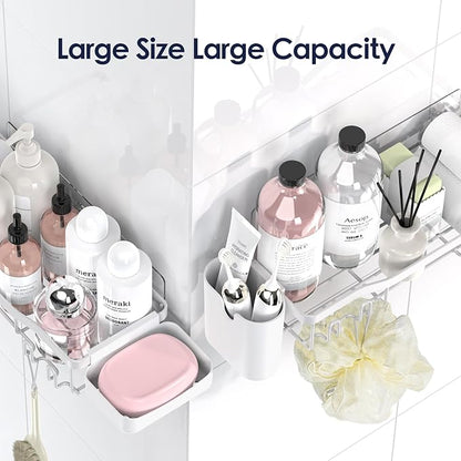 NESOMI Shower Caddy Adhesive Shower Organizer 8-Pack, Rustproof Stainless Steel Bathroom Shelves, Large Capacity No-Drill Rack Storage Accessories with Soap Dish Toothbrush Holder Hooks - Image 9