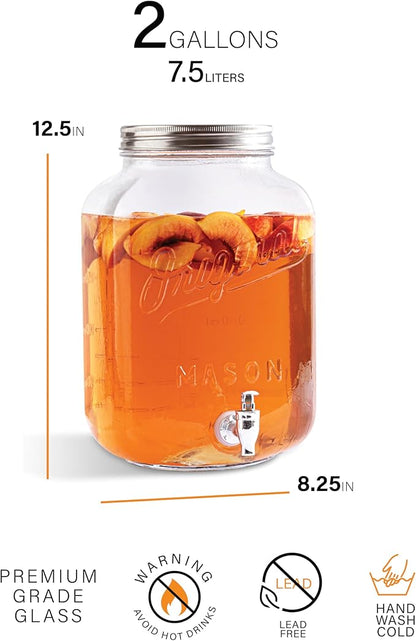 2 GALLON Glass Drink Dispensers for Parties, Original Mason Ice Beverage Dispensers, Glass Water Dispenser with Spigot, Laundry Detergent Dispenser, Lemonade Dispenser - Image 5