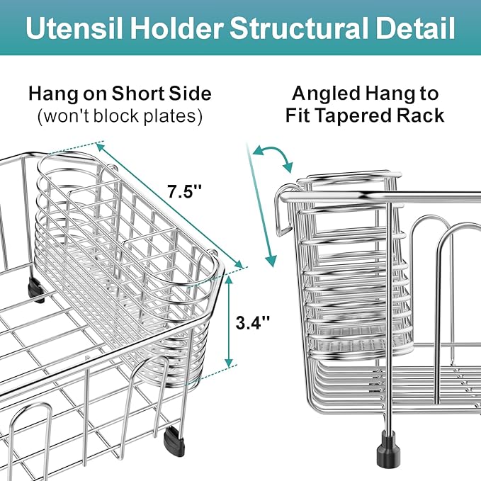 GSlife Mini in Sink Dish Drying Rack - Stainless Steel Small Dish Drainer for RV Kitchen Apartment Sink, 9.5" W x 13.4" L - Image 7