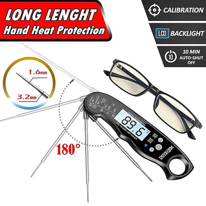 Instant Read Digital Meat Thermometer (2 Pack) Waterproof Kitchen Cooking Food Thermometer with Probe Backlight & Calibration,Best Quick Grill Meat Probe for Grilling BBQ Smoker Chefs - Image 5