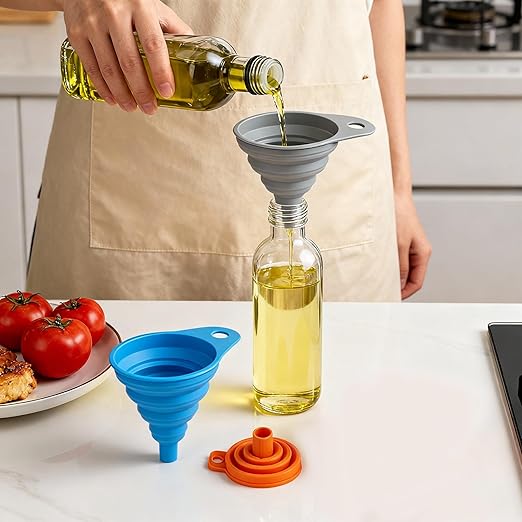 6 Pcs Funnels for Kitchen Use Filling Bottles, Silicone Funnel Small and Large, Foldable Funnel Kitchen Accessories Gadgets - Image 3