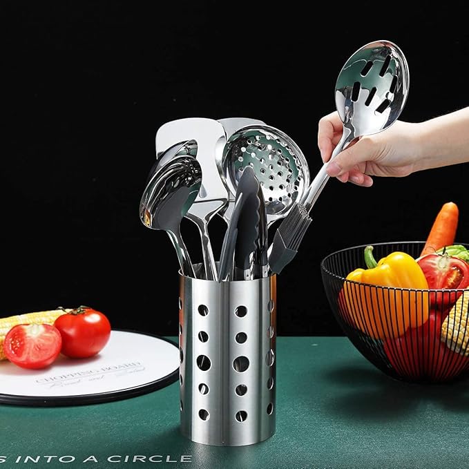 Stainless Steel Cooking Utensils Set, Berglander 13 Pieces Kitchen Utensils Set, Kitchen Tools Set With Utensil Holder Non-Stick And Heat Resistant,Dishwasher Safe, Easy to Clean (13 Packs) - Image 3